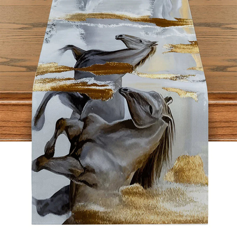 Axyaa Horse Flower Table Runner: Elegant Dining Decor for Holiday Parties