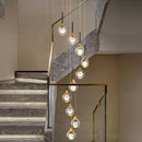 Axyaa Crystal Chandelier Stair Pendant Lamp Living Room Interior Lighting