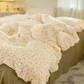 Axyaa Princess Style Ruffle Lace Bow Bedding Set - 4pcs