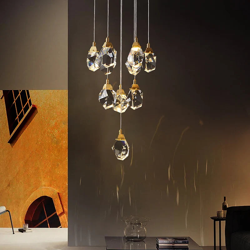Axyaa Luxury Crystal Chandelier - LED Lighting for Large Staircase and Living Room Hall