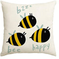 Axyaa Bee Happy Linen Square Pillowcase Sunshine Decor 50*50