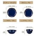 Axyaa 16-Piece Blue Relief Reactive Glaze Ceramic Dinnerware Set