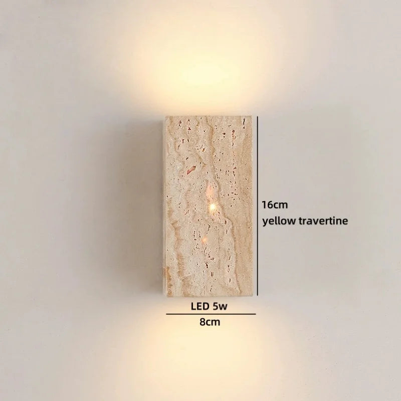Axyaa Wabi Sabi LED Wall Lamp Yellow Travertine Glass Bathroom Light