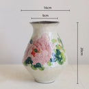 Axyaa Chinese Watercolor Graffiti Flower Vase | Handmade Retro Decorative Earthenware Jar