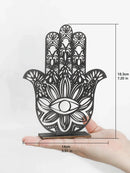 Black Wooden Hamsa Hand Evil Eye Desk Decor by Axyaa
