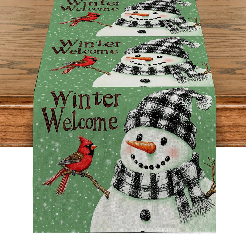 Axyaa Christmas Snowman Table Runner for Home Decoration and Dining Tables