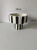 Axyaa Striped Ceramic Vase Geometric Flowerpot Ornament