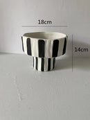 Axyaa Striped Ceramic Vase Geometric Flowerpot Ornament