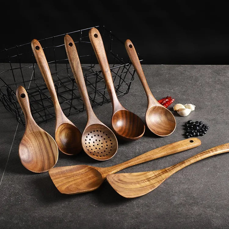 Axya Teak Wood Kitchen Utensil Set