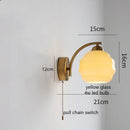 Axyaa Milky Glass Ball LED Wall Sconce, Nordic Modern Iron Bedroom Living Room Light