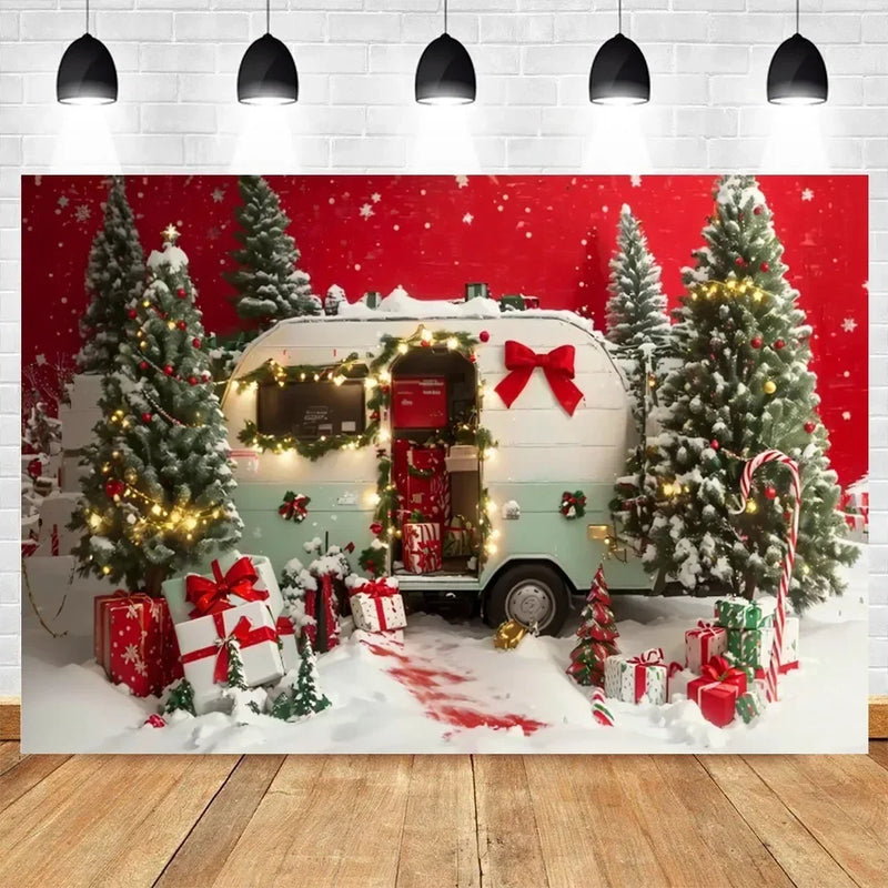 Axyaa Christmas Party Decoration Background Cloth Car & Tree Hanging Cloth