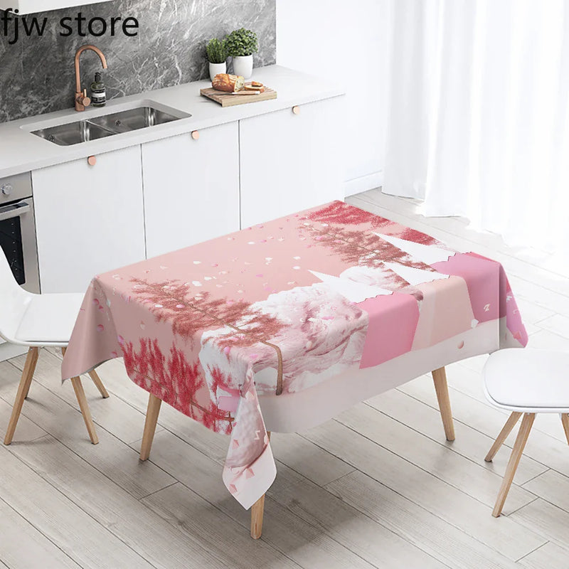Axyaa Geometric Tree Waterproof Tablecloth for Home and Restaurant Decor