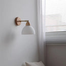 Axyaa Modern Nordic Copper Rotate LED Wall Lights Glass Wood White Bedside Lamp
