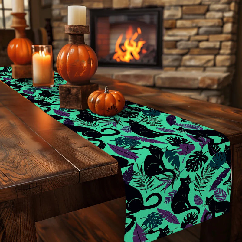 Axyaa Tropical Plant Branches Table Runner - Elegant Dining and Wedding Decor