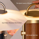 Axyaa Luxury Wood Glass Bedside Lamp with Dimmable Reading Light