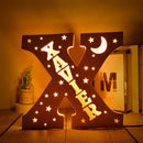 Axyaa Personalized LED Name Wall Decor Night Light with Stars for Family, Couples, Kids - Wooden Lamp