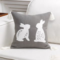 Axyaa Easter Bunny Embroidered Pillow Cover 45X45 - Cute Home Sofa Decoration