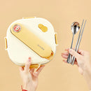 Axyaa Square Stainless Steel Lunch Box Set with Compartments and Leak-proof Design