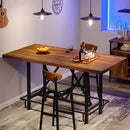 Axyaa Rectangular Counter Height Dining Table for 6 with Metal Footrest, 35.43" Tall