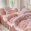 Axyaa Korean Princess Seersucker Bedding Queen Size Double Sheets Sets
