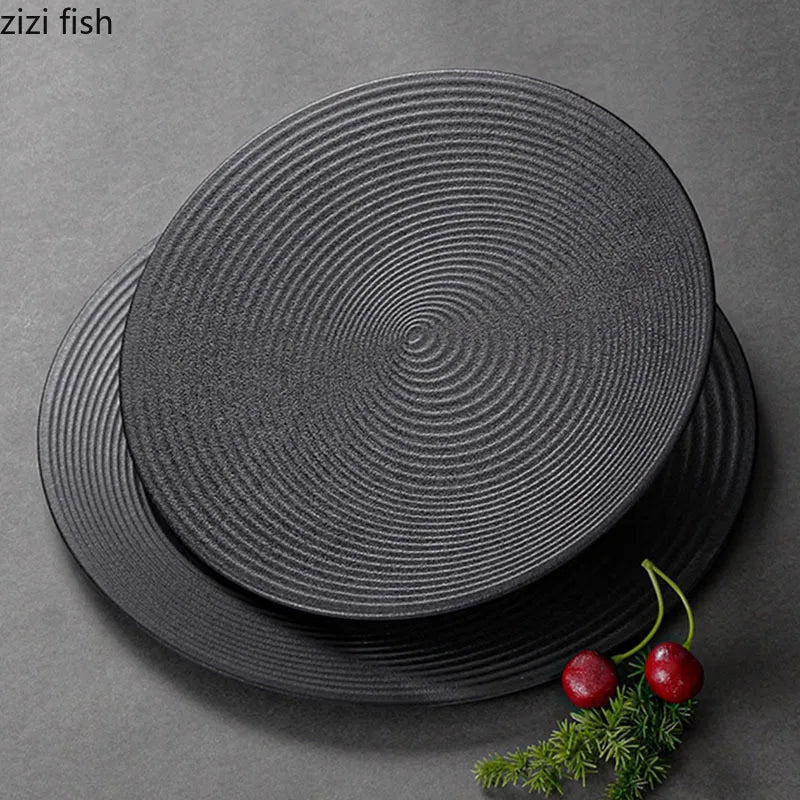 Axya Spiral Texture Melamine Steak Sushi Sashimi Plate Set for Restaurant Dining