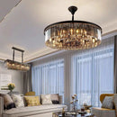 Axyaa Round Crystal Chandelier - Modern Grand Minimalist Decorative Light for Living, Dining, Bedroom