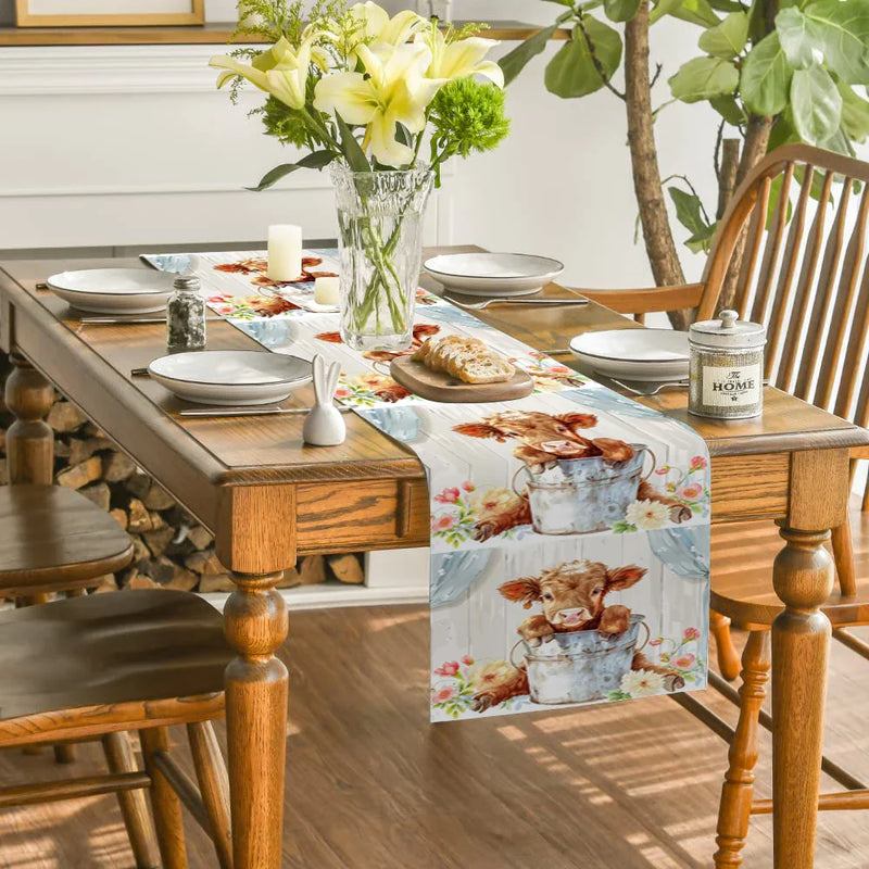 Axyaa Farmhouse Table Runner for Kitchen and Dining Decor