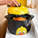 Axya Large Yellow Duck Ceramic Casserole Soup Pot for Cooking Stew