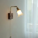 Axyaa Brass Walnut Wood Glass Wall Sconce LED Lamp Rotation Stair Light