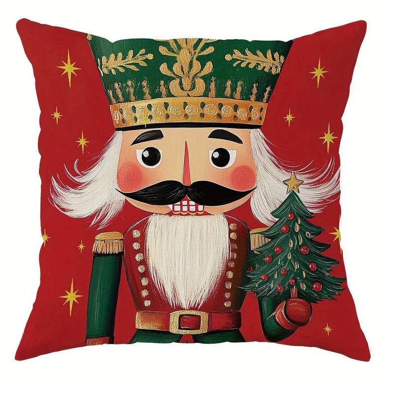 Nutcracker Pillowcase by Axyaa: Festive Christmas Room Decor & Sofa Cushion Cover