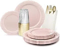 Axyaa Vintage Wedding Party Plastic Plates & Cutlery Set - 80 Guests