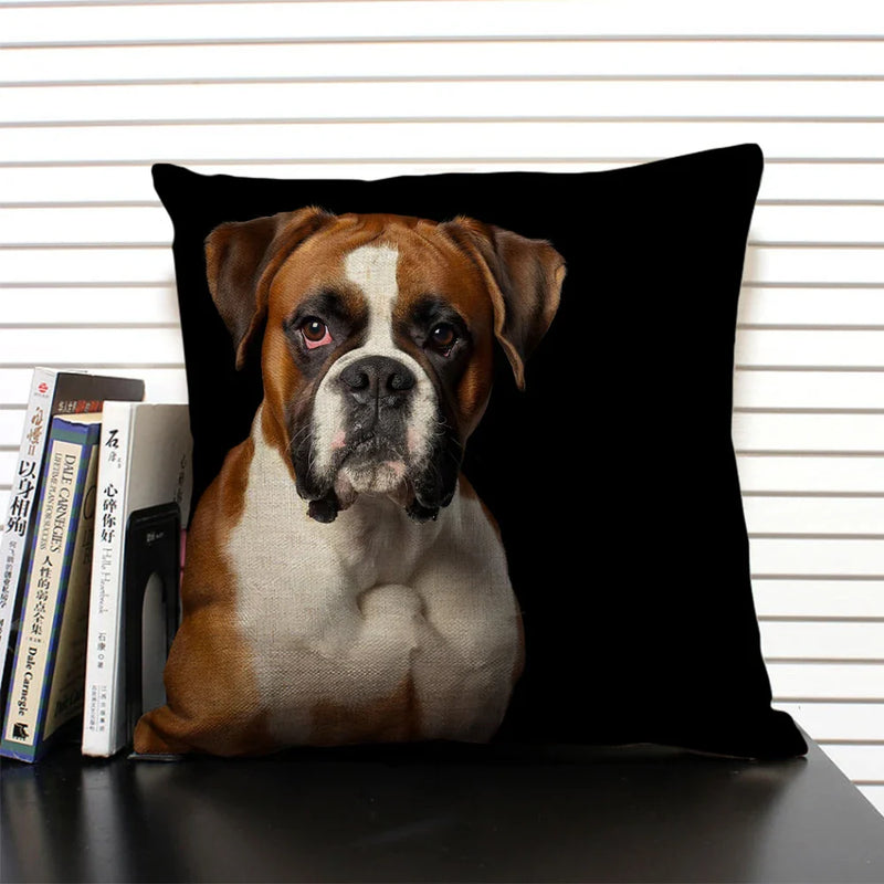 Axyaa Bulldog Dachshund Cushion Cover 45x45cm Square Linen Pillowcase