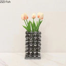 Axyaa Modern Geometric Stacked Vase Set for Chic Floral Arrangements