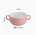 Axyaa Ceramic Double Ear Roast Bowl - Cute and Creative Soup Cup, Breakfast and Dessert Bowl