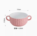 Axyaa Ceramic Double Ear Roast Bowl - Cute and Creative Soup Cup, Breakfast and Dessert Bowl