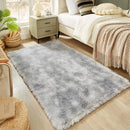 Axyaa Tie-Dye Memory Foam Plush Rug, Light Gray Large Rug for Living Room & Bedroom