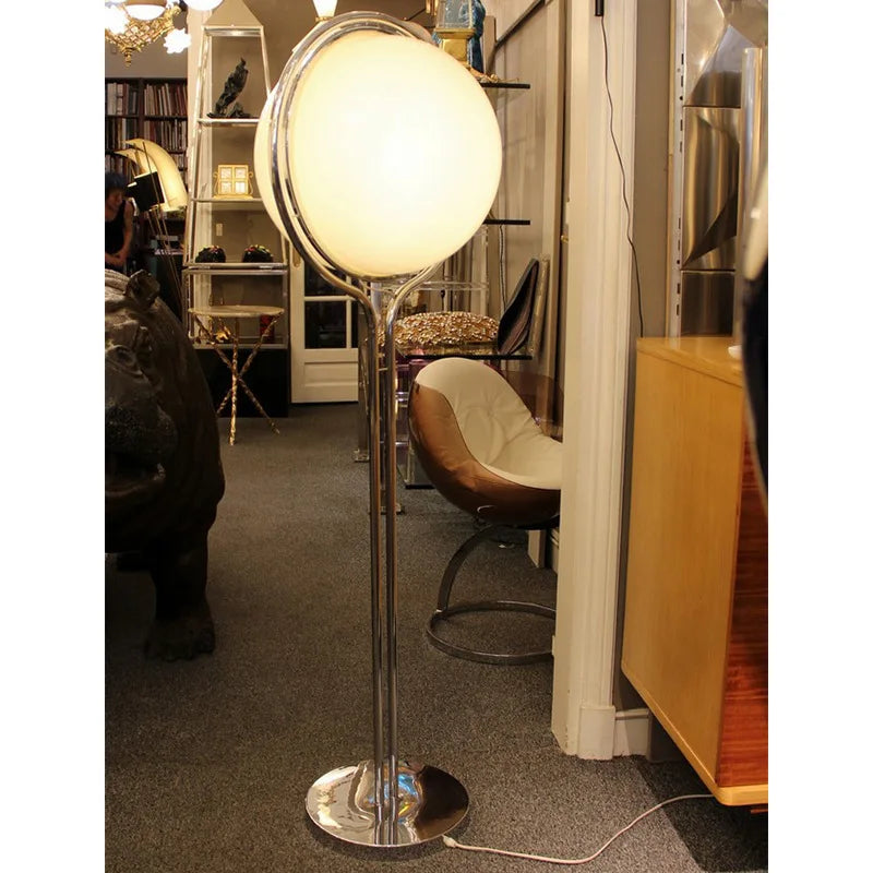Axyaa Chrome Metal Acrylic Ball Floor Lamp White - Stylish Living Room Decor