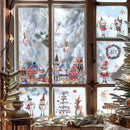 Stained Snowman & Candy House Window Sticker Set by Axyaa: Reusable Xmas Glass Film