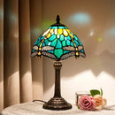 Stained Glass Red Rose Table Lamp 8 Inches by Axyaa for Home Office
