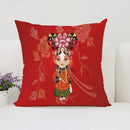 Axyaa Beijing Opera Face Changing Pillow Case 45x45cm for Sofa & Car Decoration