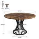 Axyaa 47-Inch Round Farmhouse Dining Table for 4-6 People, Industrial Kitchen Dinner Table