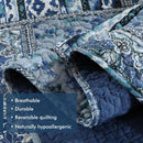 Axyaa Floragrid Blue Quilt Bedding Set: Lightweight & Reversible Comforter for All Season