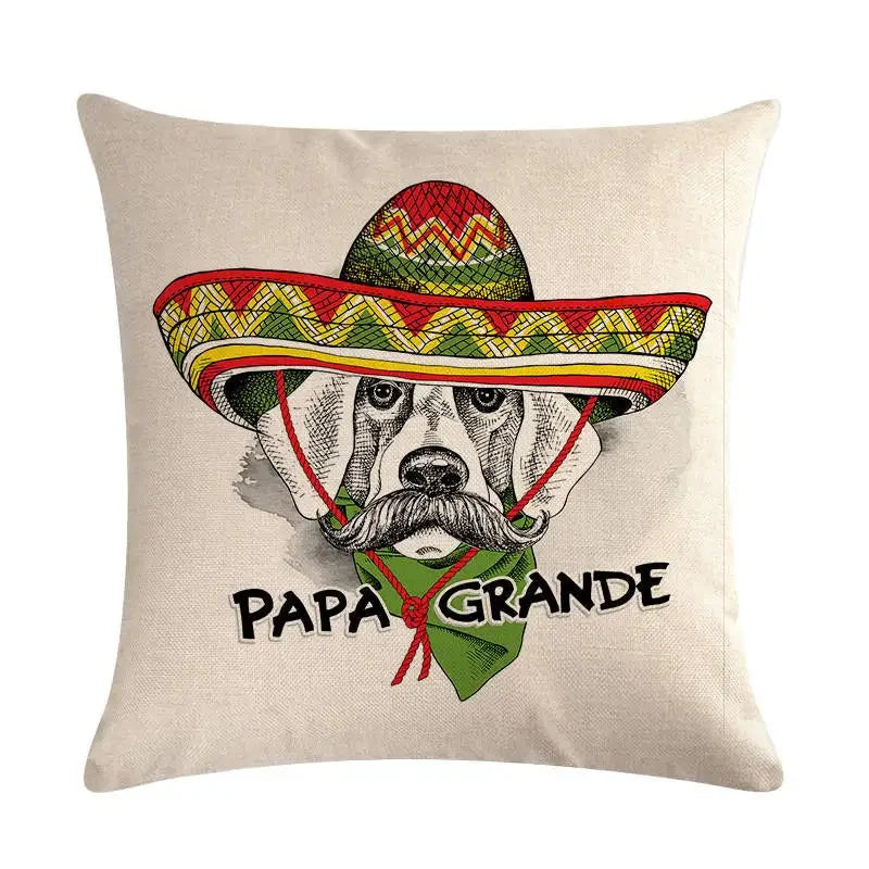 Axyaa Cartoon Animal Flax Cushion Cover for Sofa - Fashionable and Fun Design