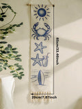 Coastal Tapestry with Crab, Starfish & Surfboard Prints for Boho Home Decor by Axyaa