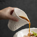 Axyaa Ceramic Gravy Boat Set Creative Rock Texture Pure White Tableware