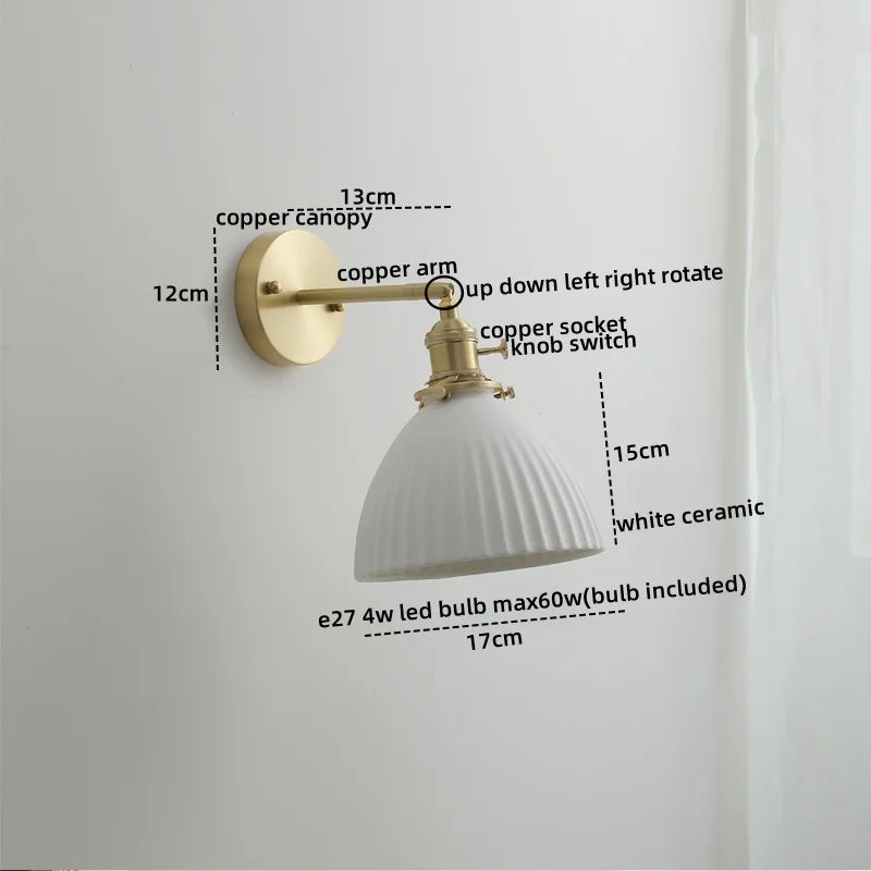 Nordic Modern LED Wall Light Axyaa Ceramic Bedside Lamp Pull Chain Switch