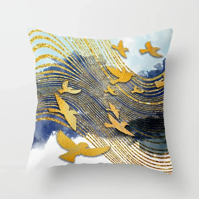 Golden Tree Forest Pillow Case by Axyaa: Car/Home Sofa Bed Decor, 45x45cm Decorative Cushion Cover