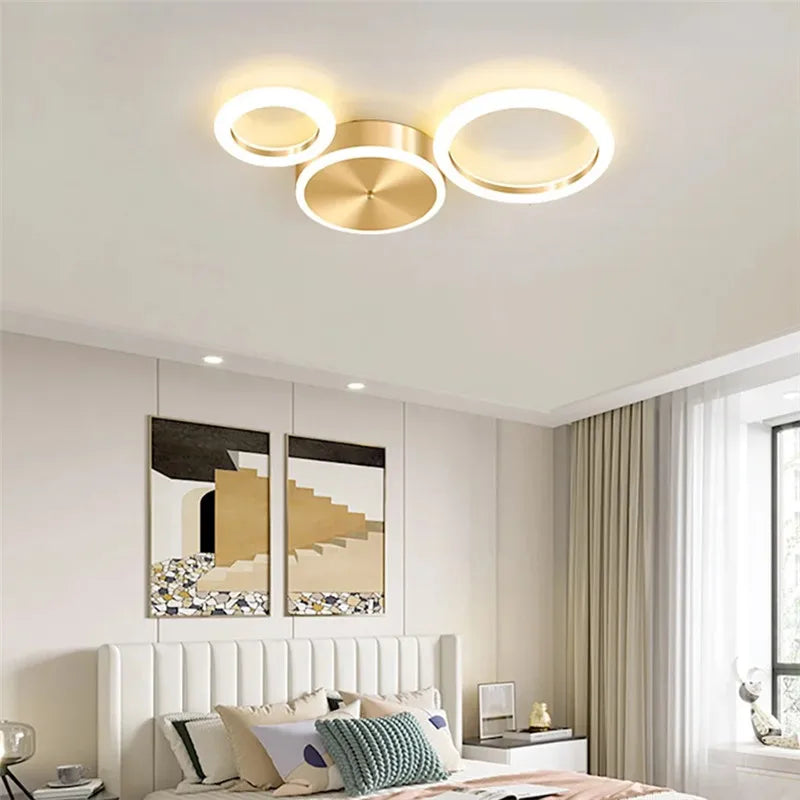 Axyaa Circle LED Chandelier: Luxury Dimmable Ceiling Lamp for Home Decor