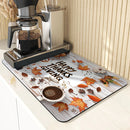 Thanksgiving Watercolor Coffee Drying Mat by Axyaa - Non-Slip Absorbent Kitchen Mat