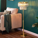 Axyaa Crystal LED Floor Lamp: Luxe Copper Lighting for Bedroom, Living, Dining Room